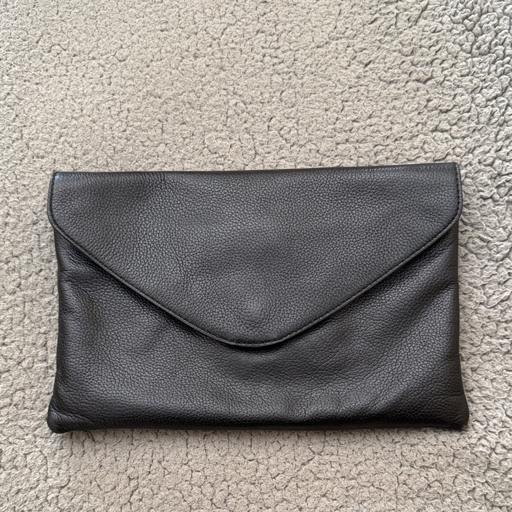 JCrew Black Leather Envelope Clutch